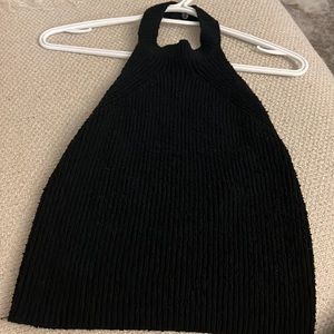 Zara black crochet halter top